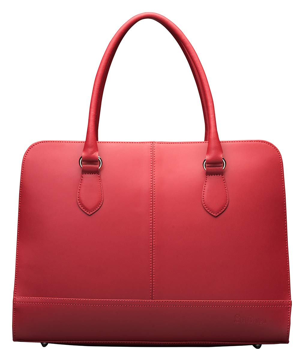 14 Inch Laptop Bag with Luggage Strap - Premium Leather Briefcase for Women & Men, Business Shoulder Bag with Adjustable Strap - Perfect for Office, Travel & Commuting