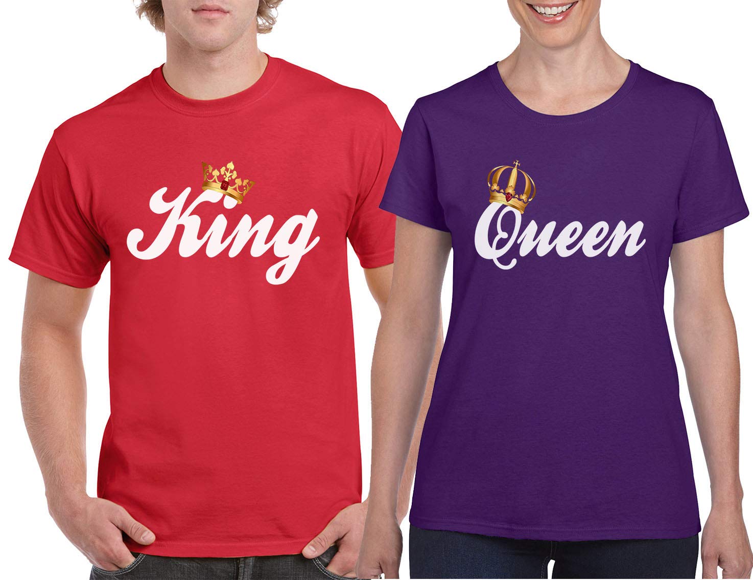 King & Queen Matching Couple T-Shirts - His & Her Love Tees for Anniversaries, Valentine's Day & Romantic Date Nights