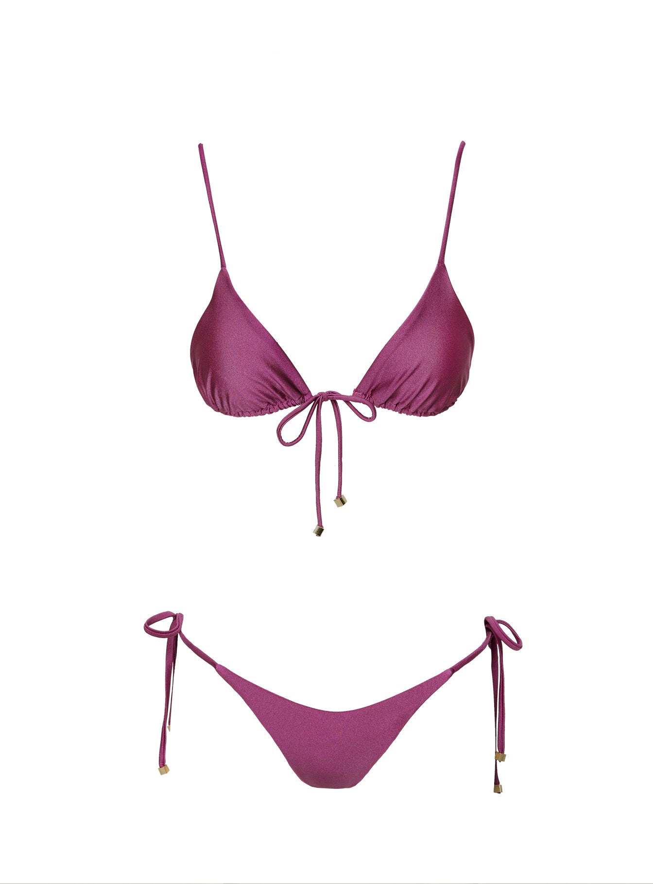 Alizzi Shine Tie Front Triangle Bikini Top - Mauve Color Swimwear for Women | Perfect for Beach Vacations, Pool Parties & Summer Getaways