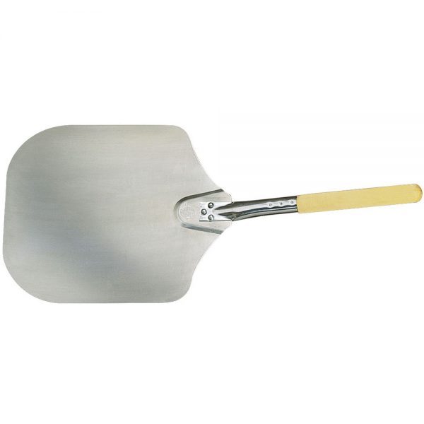 12 x 14 Inch Aluminum Pizza Peel with 19 Inch Wooden Handle - Professional Pizza Oven Accessory for Home & Restaurant Use - Perfect for Baking, Serving & Outdoor Cooking