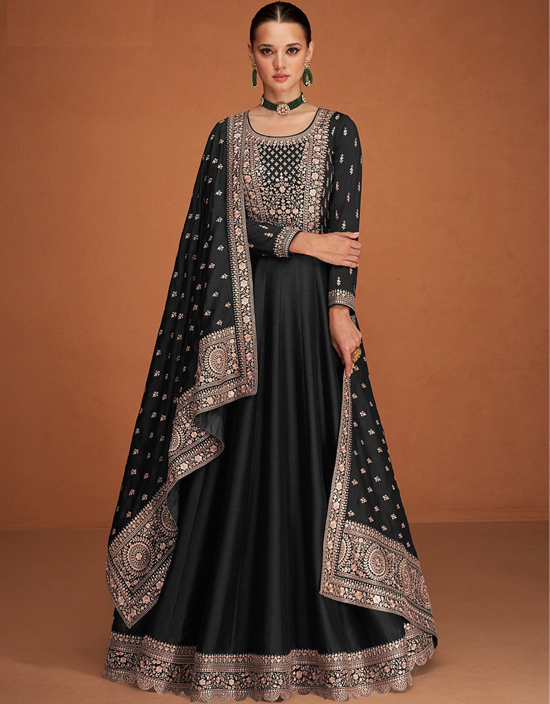 Premium Black Silk Anarkali Pants for Women - Elegant & Comfortable Traditional Indian Wear for Parties, Weddings & Festive Occasions