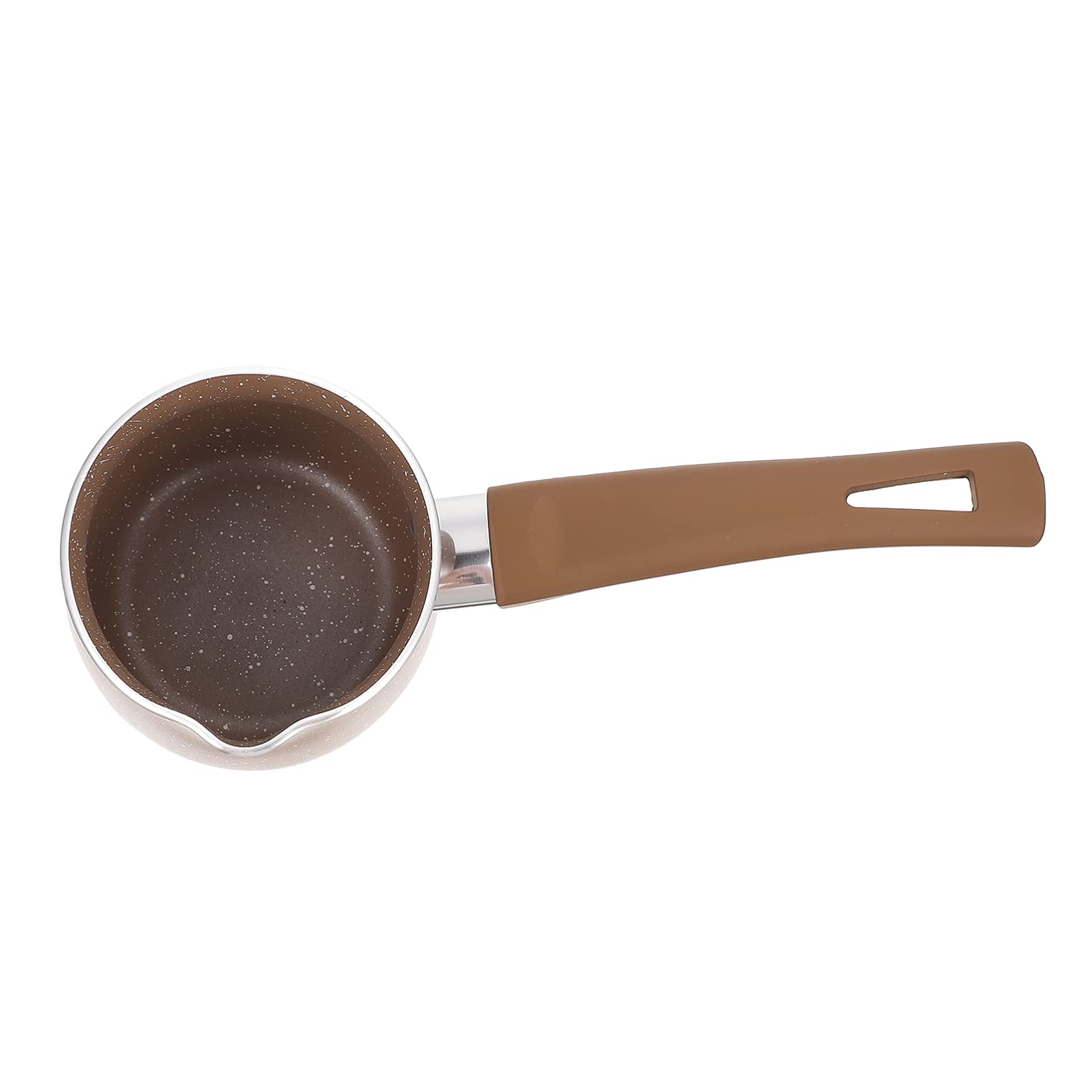 Angoily Small Coffee Pot & Butter Warmer - Stovetop Milk Warmer with Spout for Kitchen & Camping - Perfect for Brewing Coffee, Melting Butter & Heating Milk (Brown, 8.5