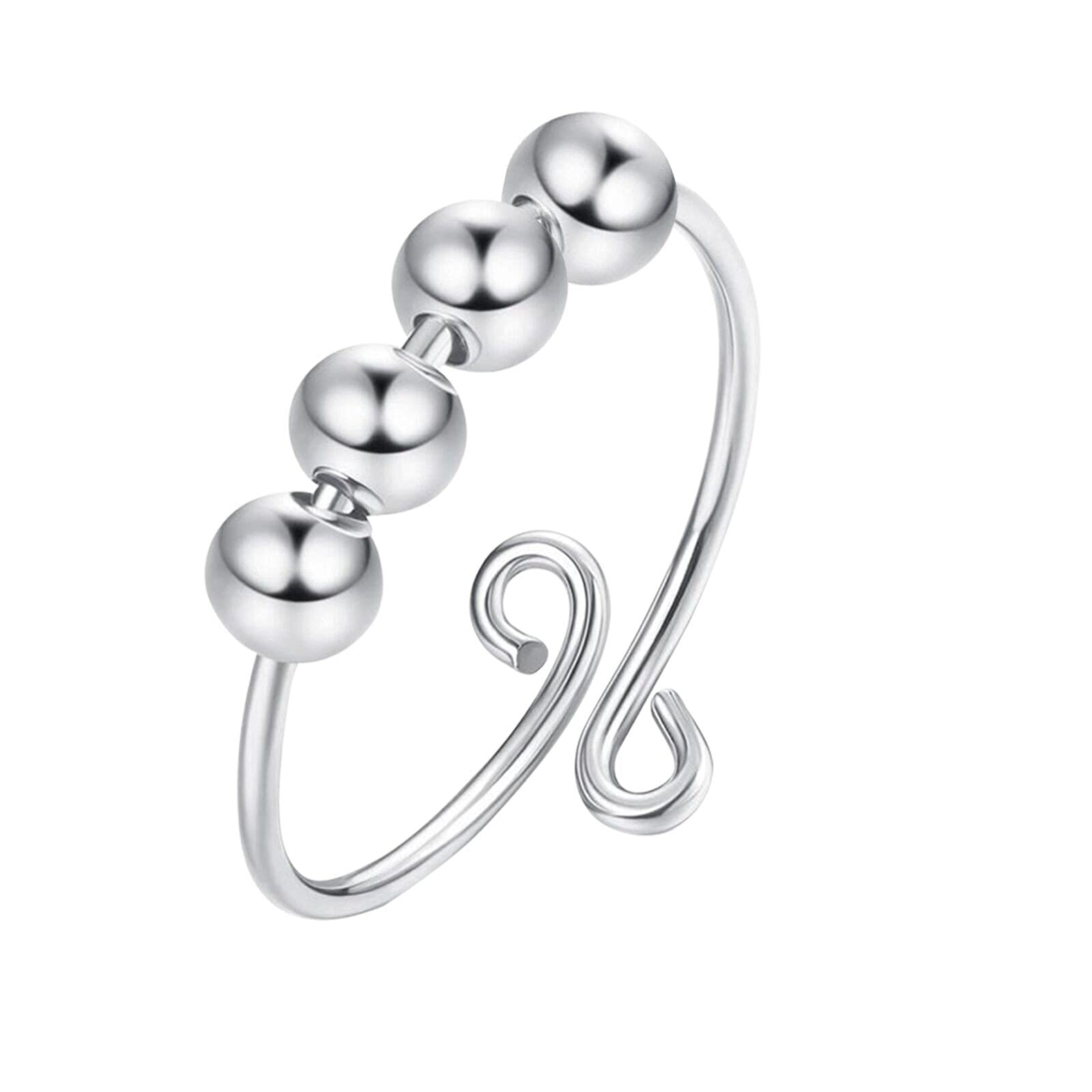 Anxiety Relief Rings for Women & Men - Adjustable Spiral Coil Ring in Silver - Perfect for Stress Relief, Meditation, and Everyday Wear
