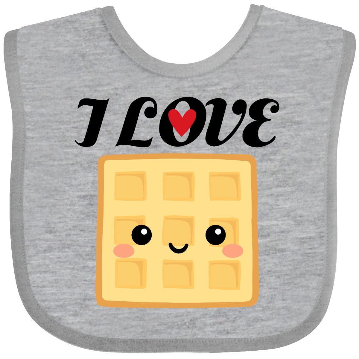 Inktastic Waffle Lover Baby Bib - Cute I Love Waffles Design for Infants & Toddlers - Perfect for Breakfast, Brunch & Family Dining
