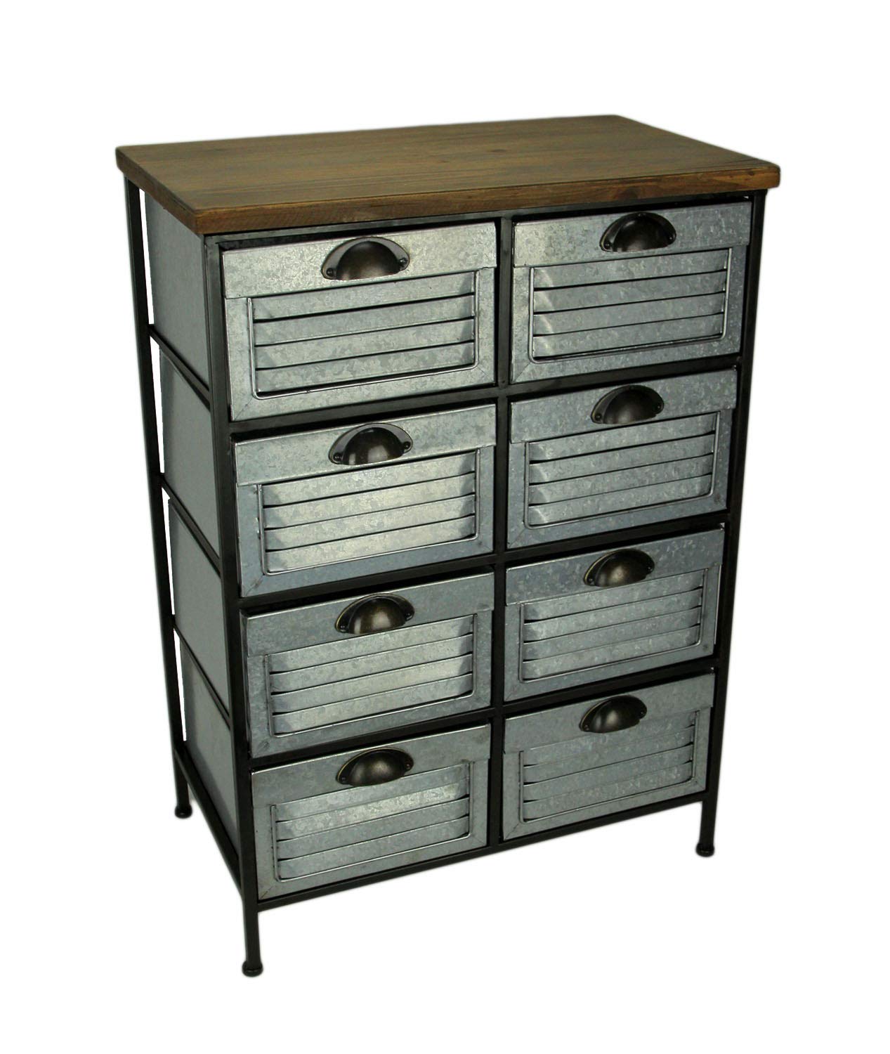 Galvanized Metal & Wood 8-Drawer Storage Cabinet - Rustic Home Office Organizer for Files, Crafts & Supplies | Durable Industrial Style Cabinet for Garage, Workshop & Living Room Storage