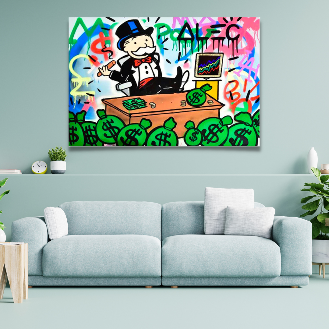 Alec Monopoly Stock Broker Art: Millionaire Canvas Print Wall Decor for Office, Living Room & Gallery | Modern Investment-Themed Artwork