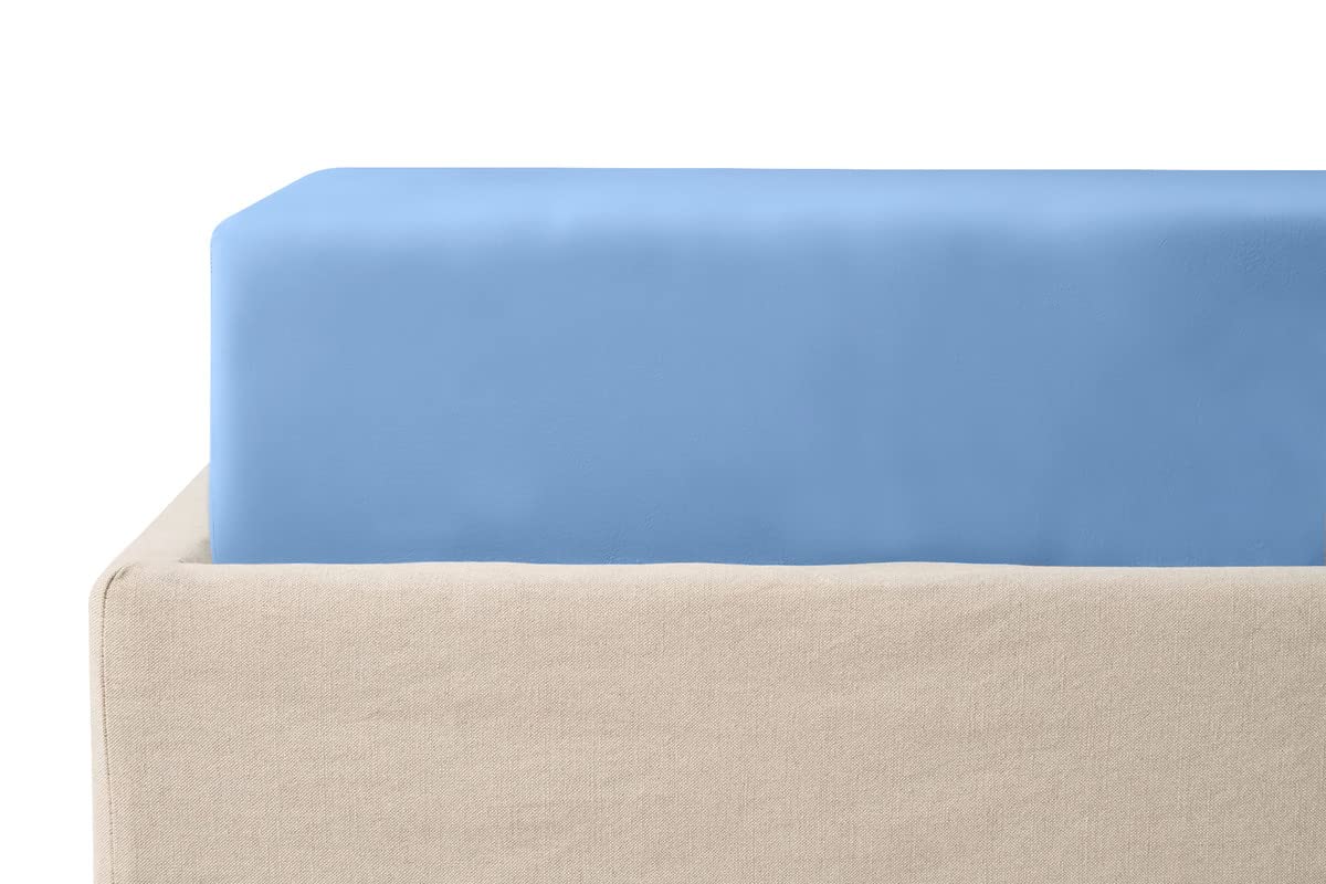 California King Fitted Sheet - 17 Inch Deep Pocket, 400 Thread Count 100% Cotton Wrinkle-Free Luxury Bedding | Light Blue Hotel Quality Bottom Sheet for Comfortable Sleep & Home Decor