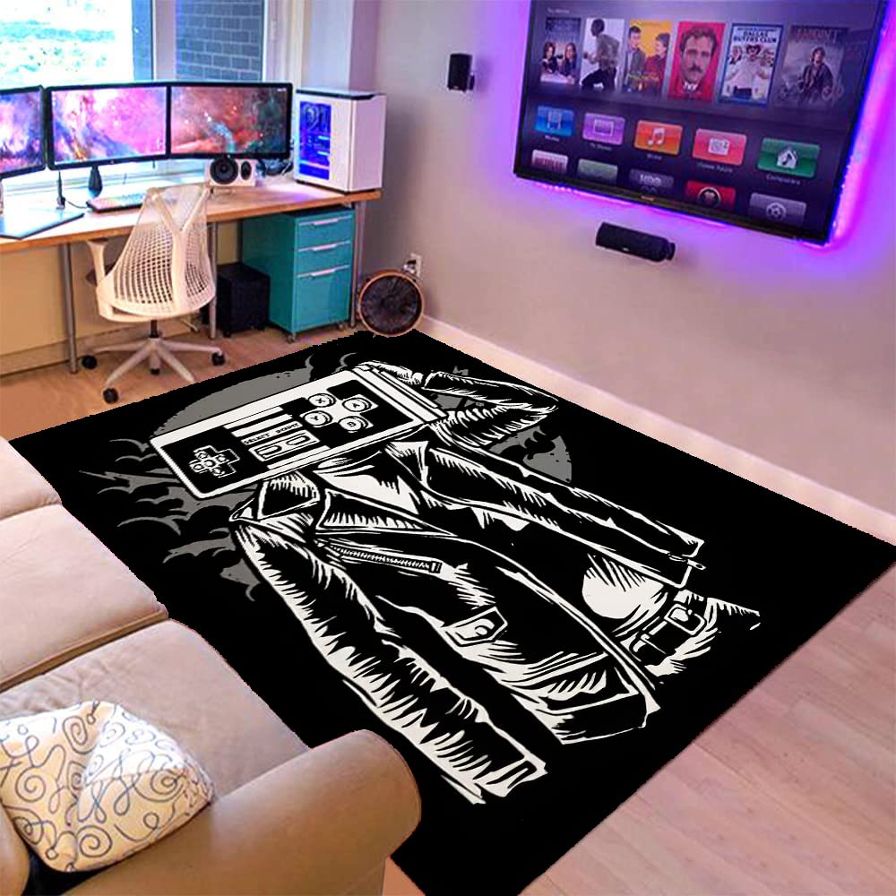 LUCKYLEI 3D Gamer Carpet - Large 94x63 Inch Non-Slip Polyester Floor Mat with Controller Print for Living Room & Bedroom - Perfect Gaming Decor Gift for Boys - Ideal for Game Rooms, Esports Setups and Gamer Gifts