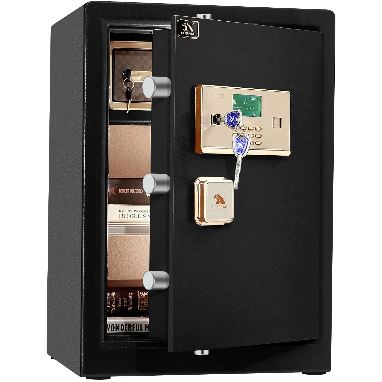TIGERKING Large Home Safe Box with Dual Key Lock & Password Protection - 3.7 Cubic Feet Security Safe for Money, Jewelry & Important Documents | Ideal for Home, Office & Business Use