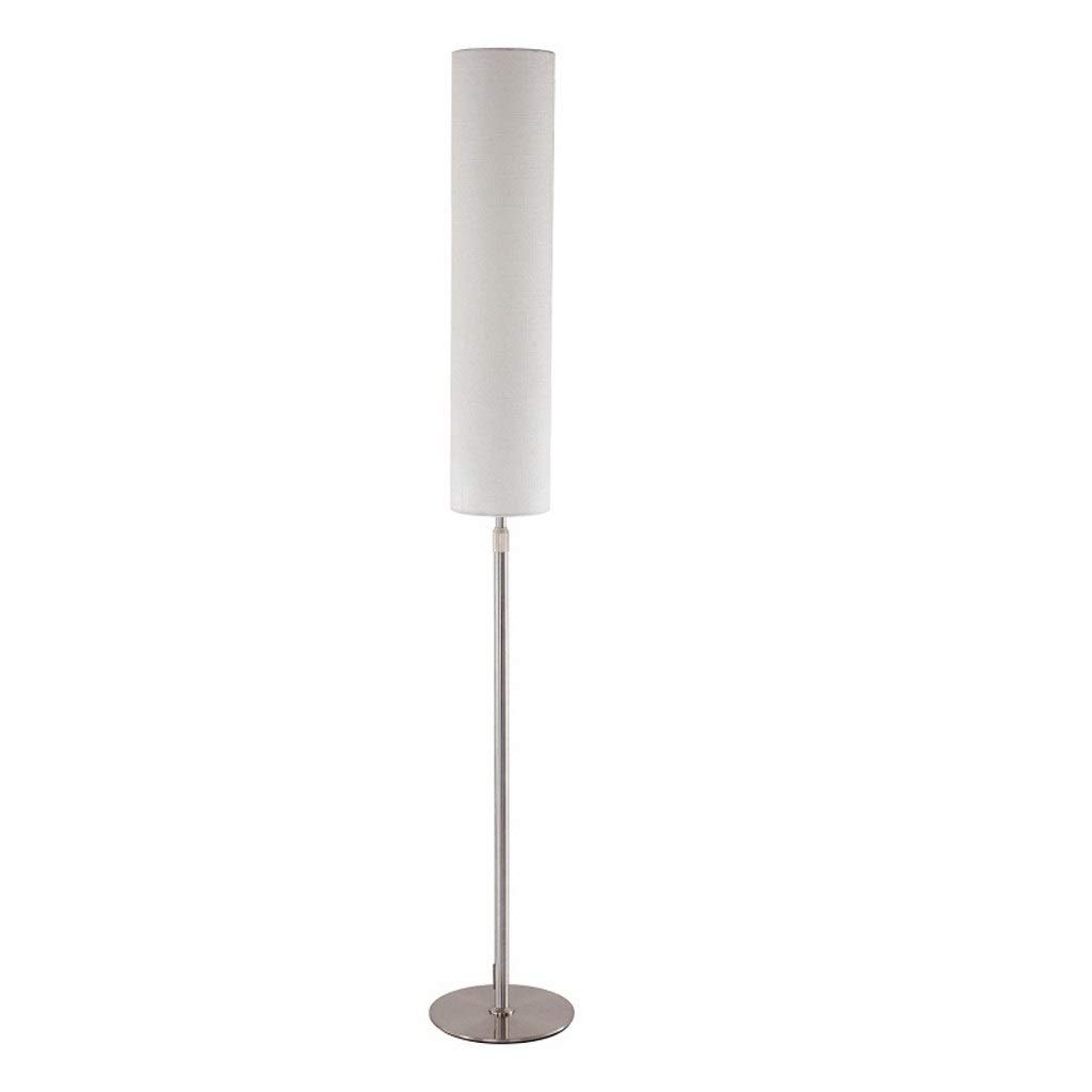 Modern Adjustable Floor Lamp with Fabric Shade - Stainless Steel Standing Light for Living Room, Bedroom & Office - Tall Soft Lighting Column Lamp for Reading, Relaxing & Decor