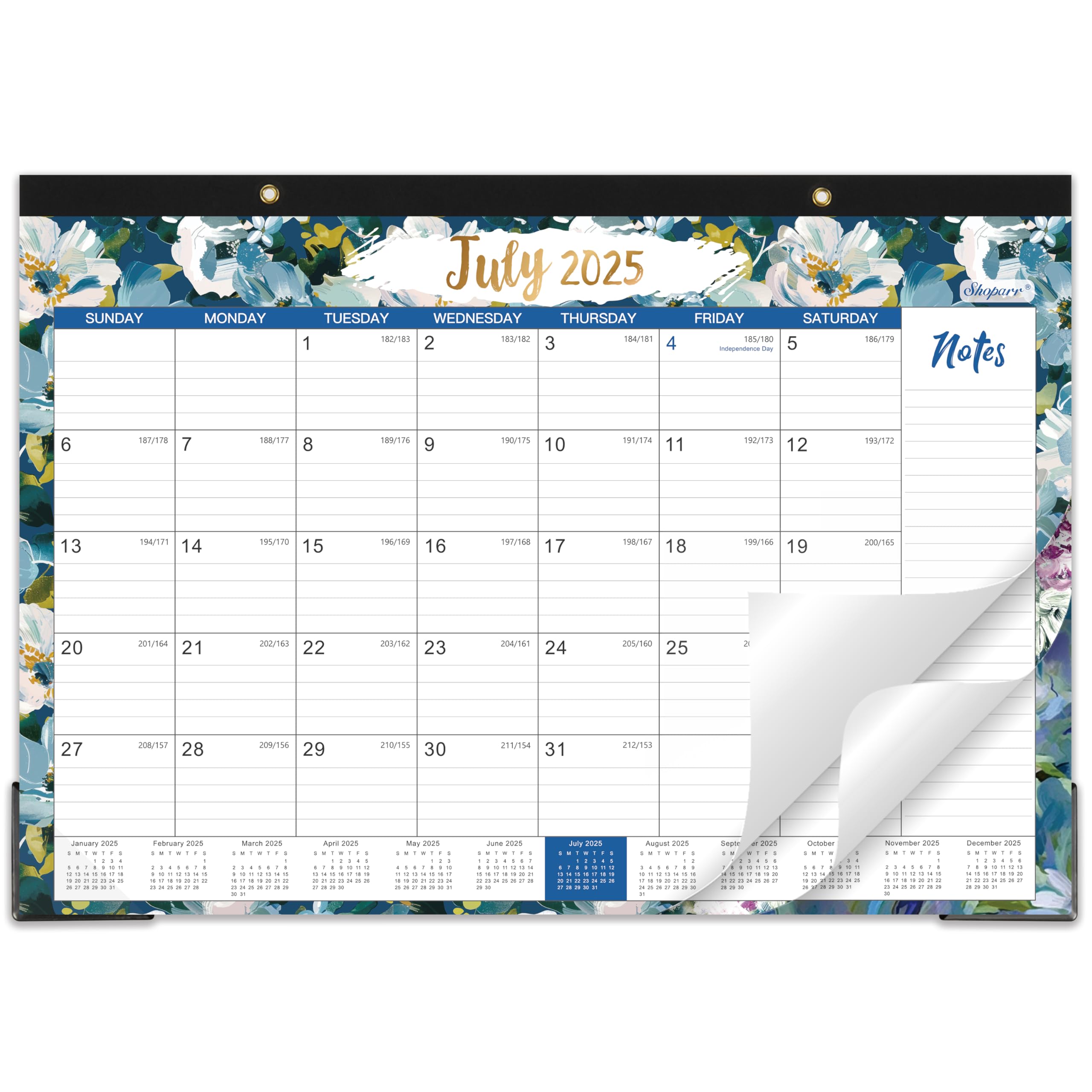 2025-2026 Desk Calendar (July 2025 - December 2026) - 18 Month Large Office Calendar with Corner Protectors & Reference Calendars - Floral Design Home & Office Planner (17