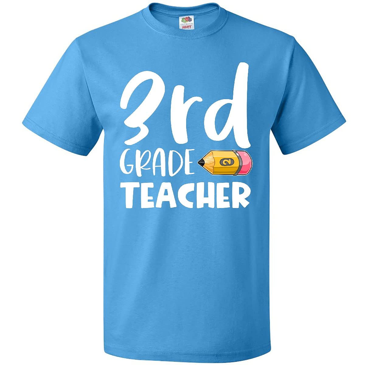 Inktastic Third Grade Teacher Pencil Graphic T-Shirt - Fun & Comfortable Cotton Tee for Educators, Back to School, Classroom Gifts, and Teacher Appreciation