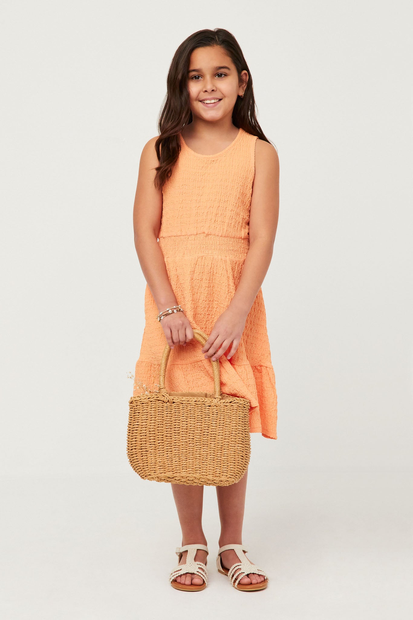 Textured Knit Smocked Waist Tank Dress for Women - Summer Casual Beachwear & Boho Chic Outfit
