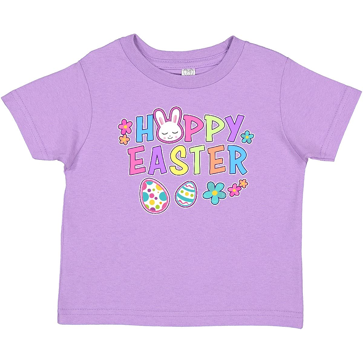 Inktastic Happy Easter Baby T-Shirt with Bunny Face & Easter Eggs Design - Cute Easter Outfit for Infants & Toddlers - Perfect for Easter Photos, Egg Hunts & Family Gatherings