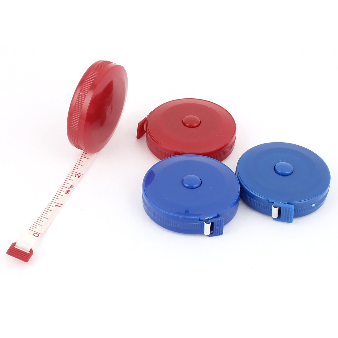 uxcell 1.5M Plastic Press Button Dual-Sided Measuring Tape Ruler - Red & Blue (4-Pack) for Sewing, DIY Projects & Home Improvement