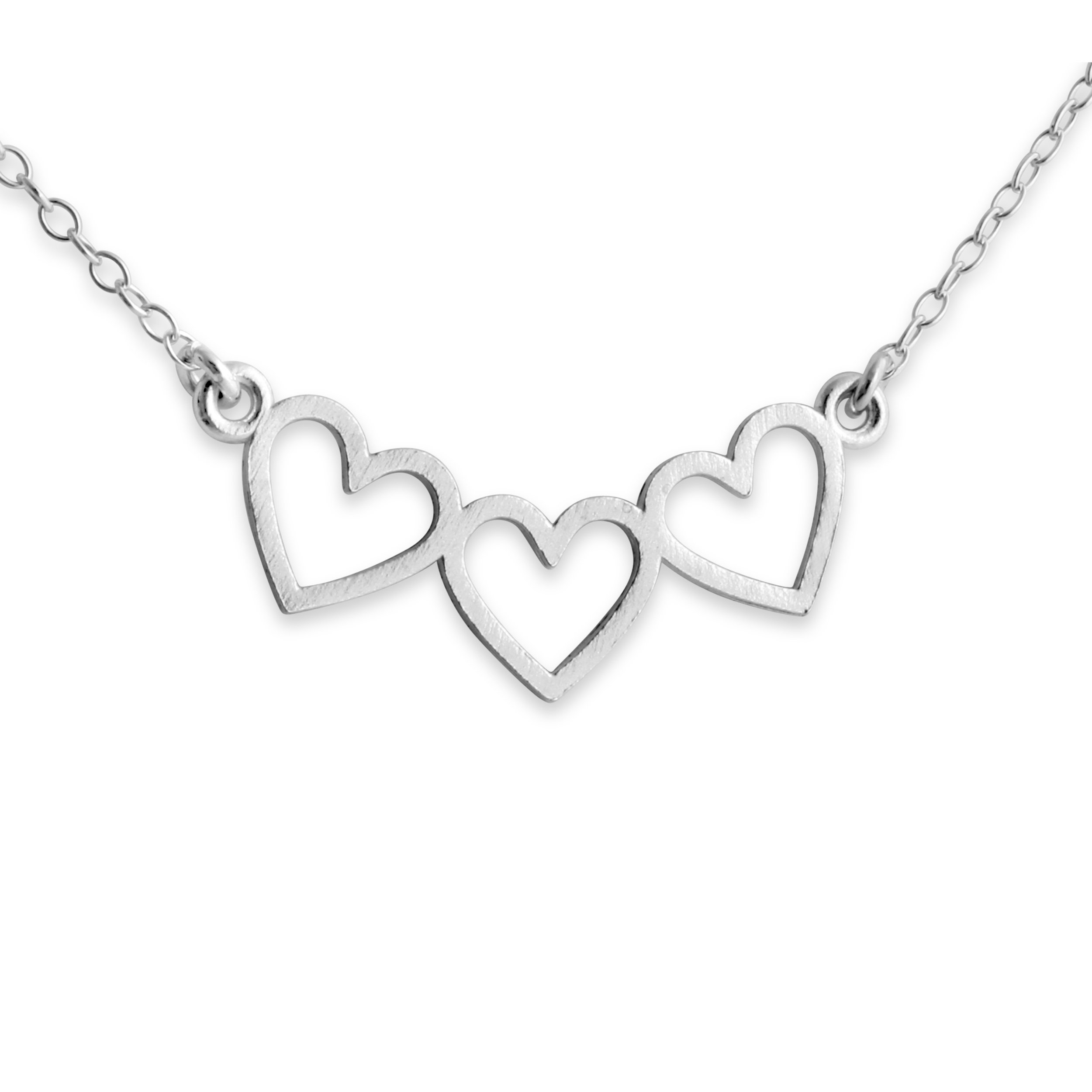 Belcho USA 925 Sterling Silver 3 Open Hearts Charm Pendant Necklace for Women - Elegant Gift for Valentine's Day, Anniversary & Everyday Wear