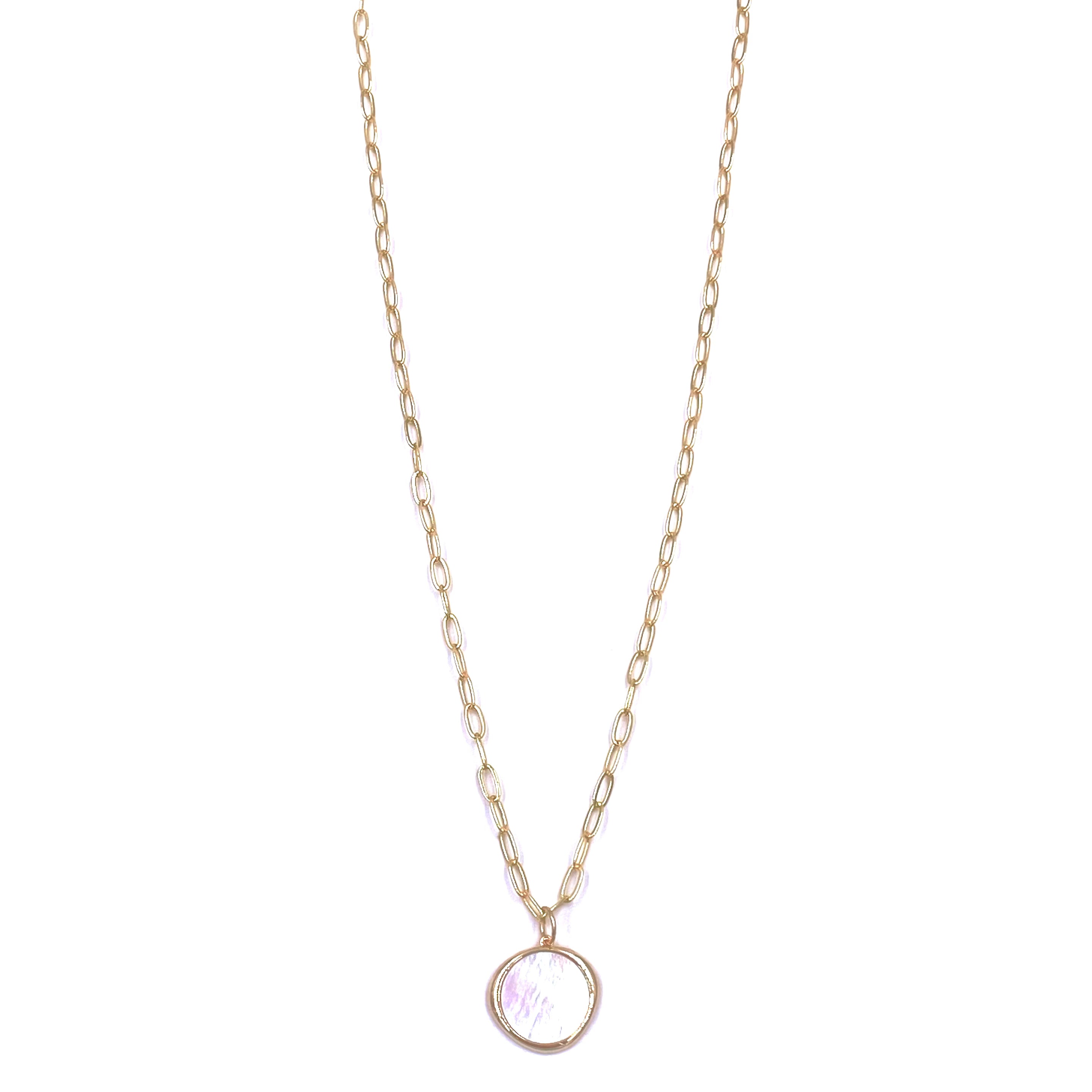 Ashley Gold Stainless Steel Circle Charm Necklace - 18K Gold Plated Enamel Pendant Jewelry for Women, Gift for Her - Perfect for Date Night, Anniversary & Special Occasions