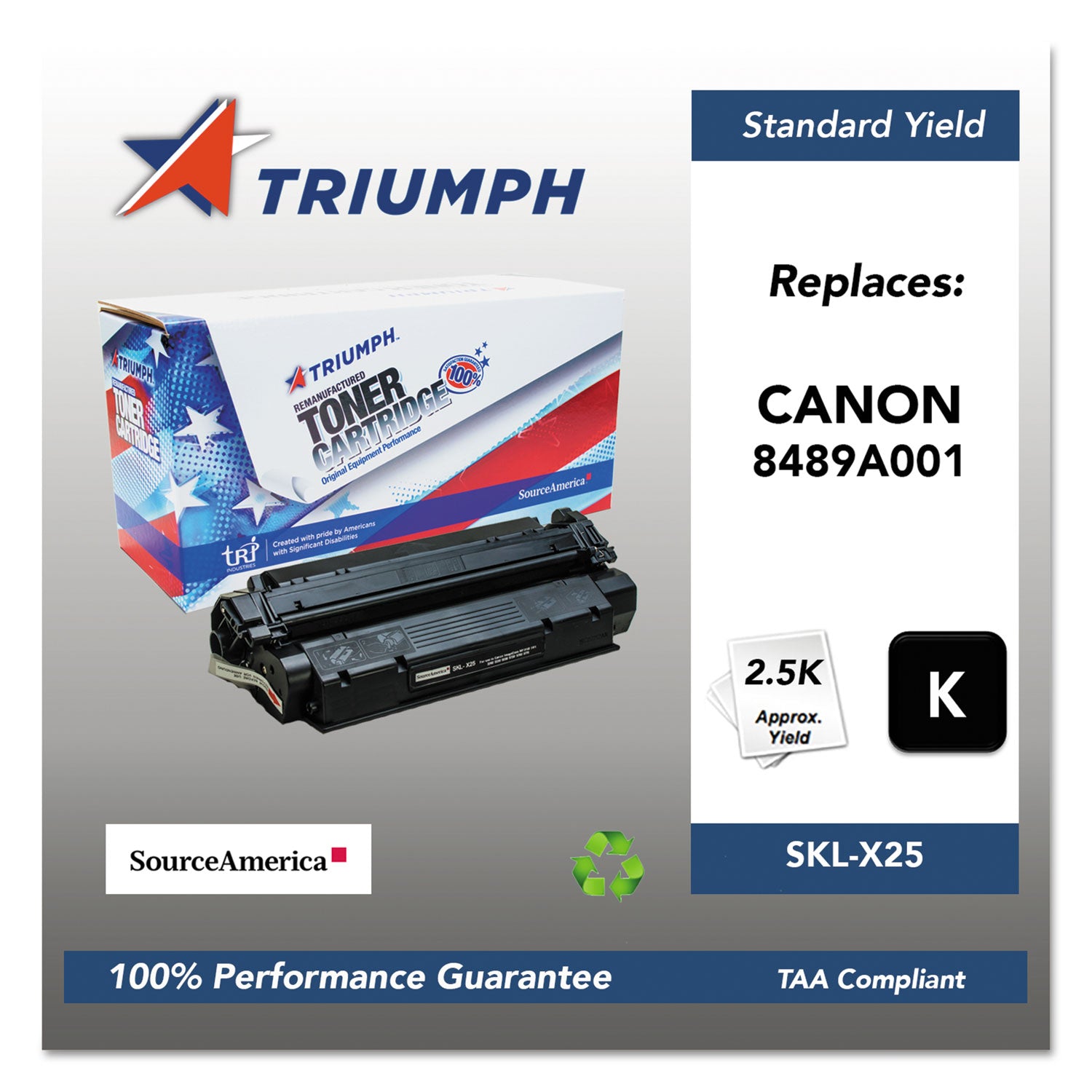 751000NSH1082 Remanufactured 8489A001AA (X25) Black Toner Cartridge - 2500 Page Yield | Compatible with HP Printers for Office & Home Use