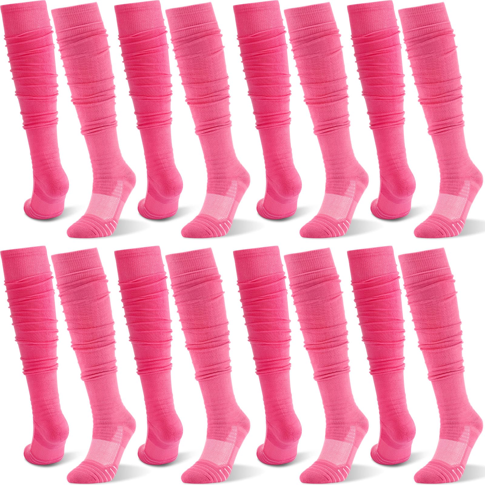 Kigeli 8 Pairs Football Socks - Extra Long Padded Sports Compression Socks for Men & Women (Youth Size) - Bulk Pack for Soccer, Running & Workout