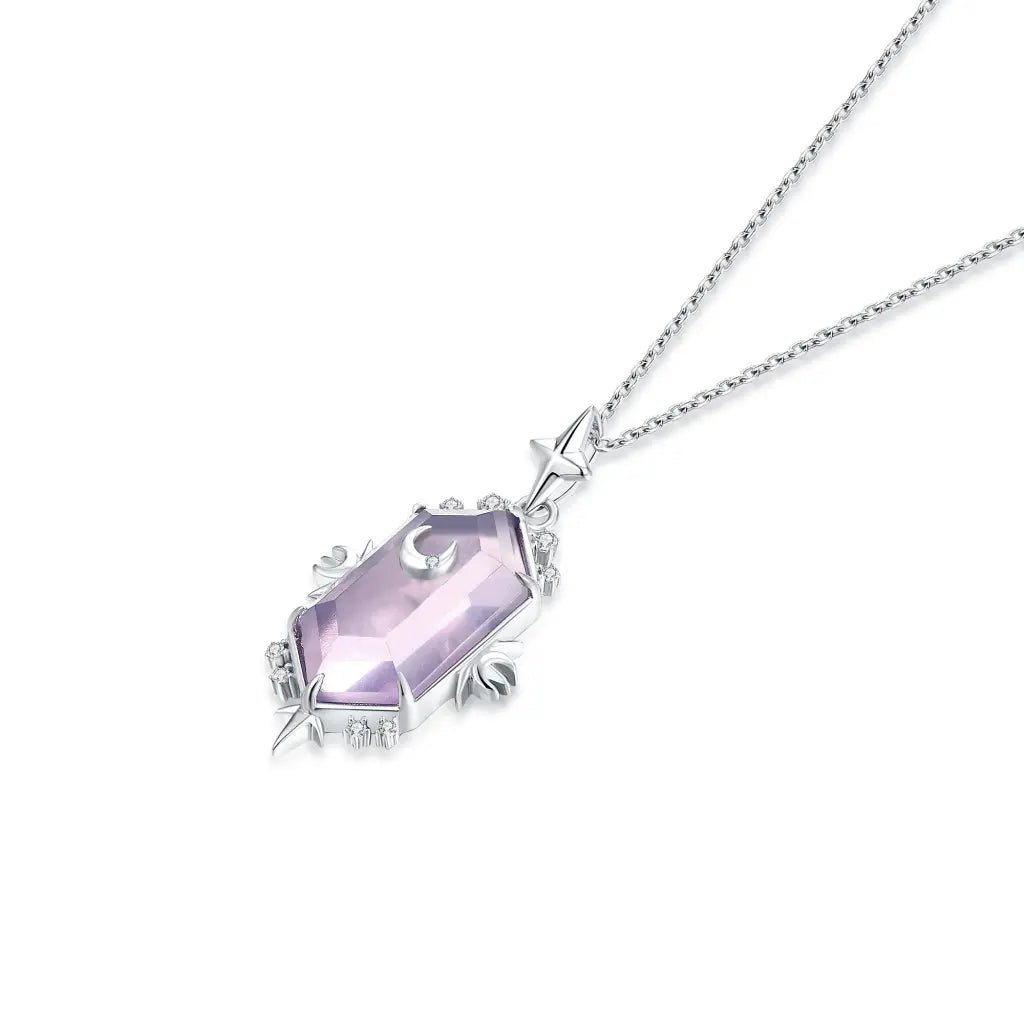 Asteria Genuine Lavender Quartz Pendant Necklace - Healing Crystal Jewelry for Women, Elegant Gift for Meditation, Yoga & Spiritual Wellness