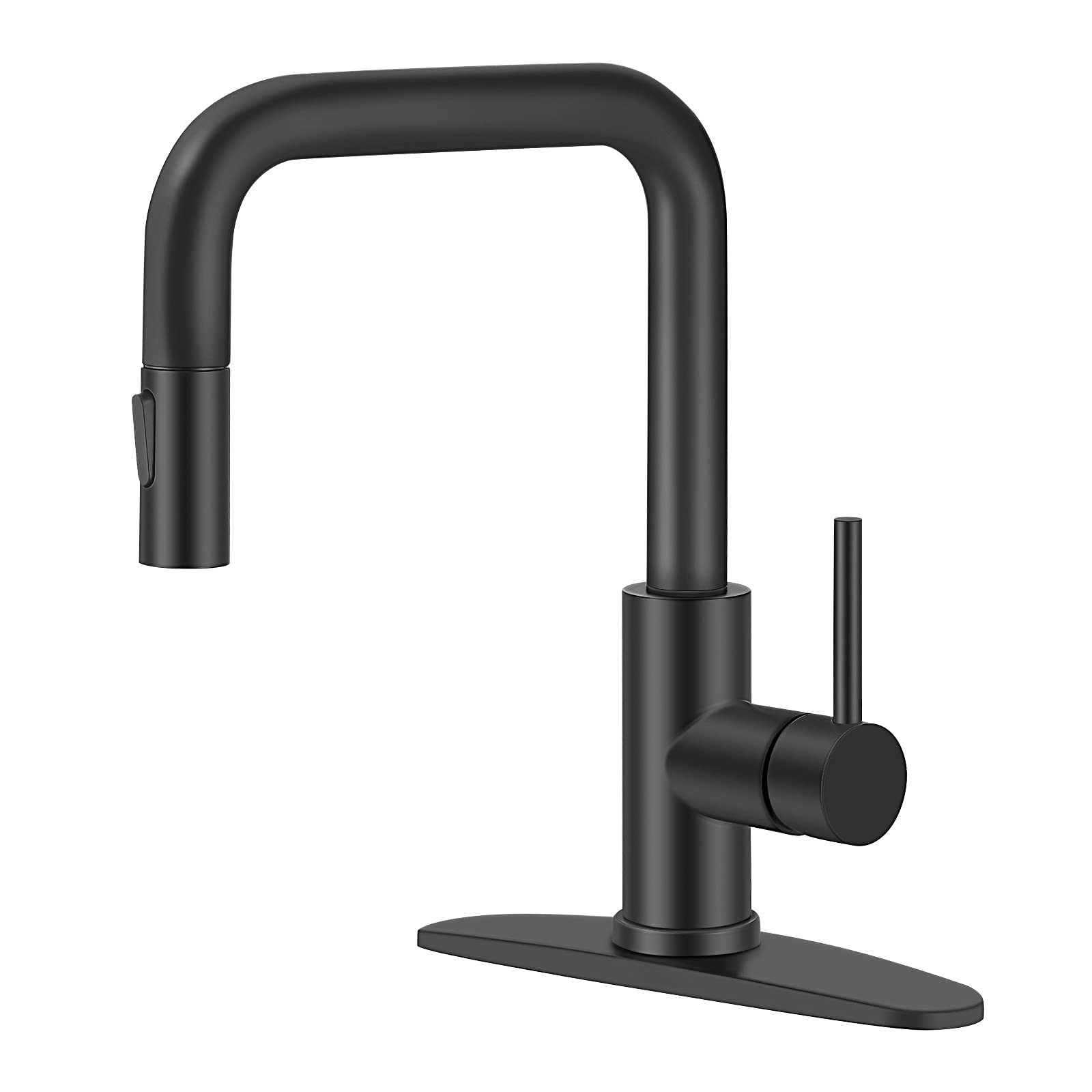 Stainless Steel Single Handle Pull Out Sprayer Kitchen Faucet - Matte Black Finish for Modern Sink & Countertop | Ideal for Cooking, Washing Dishes & Food Prep
