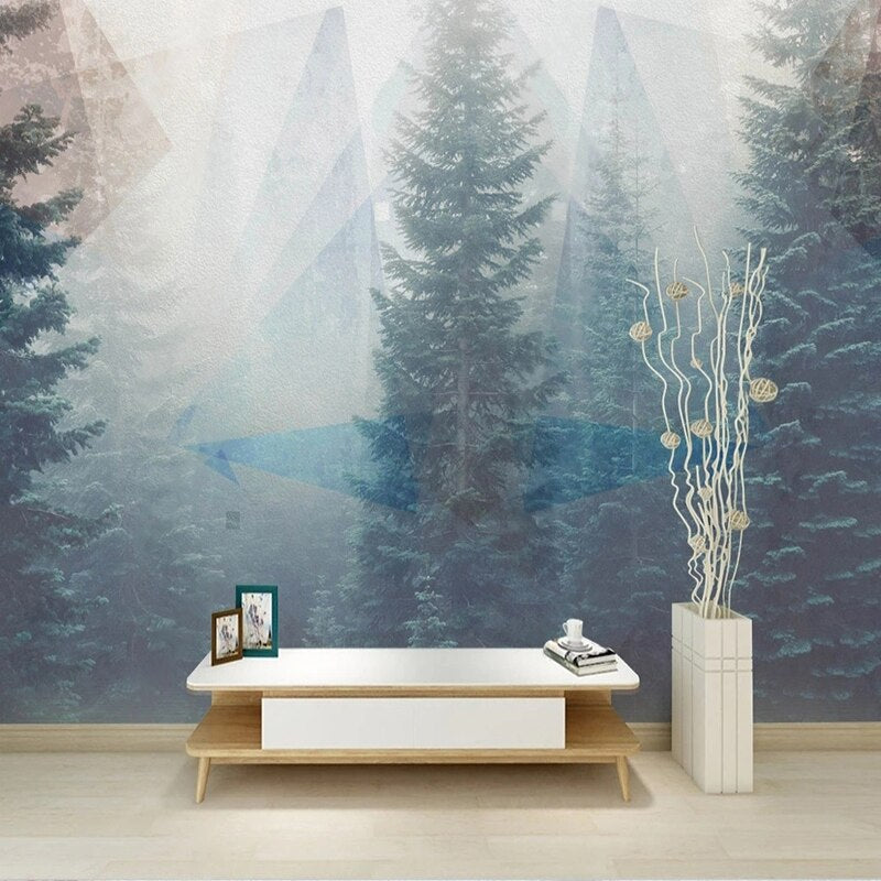 Foggy Forest Natural Scenery Wallpaper - Premium Peel & Stick Wall Mural for Home Decor | Perfect for Living Room, Bedroom & Nursery Wall Covering