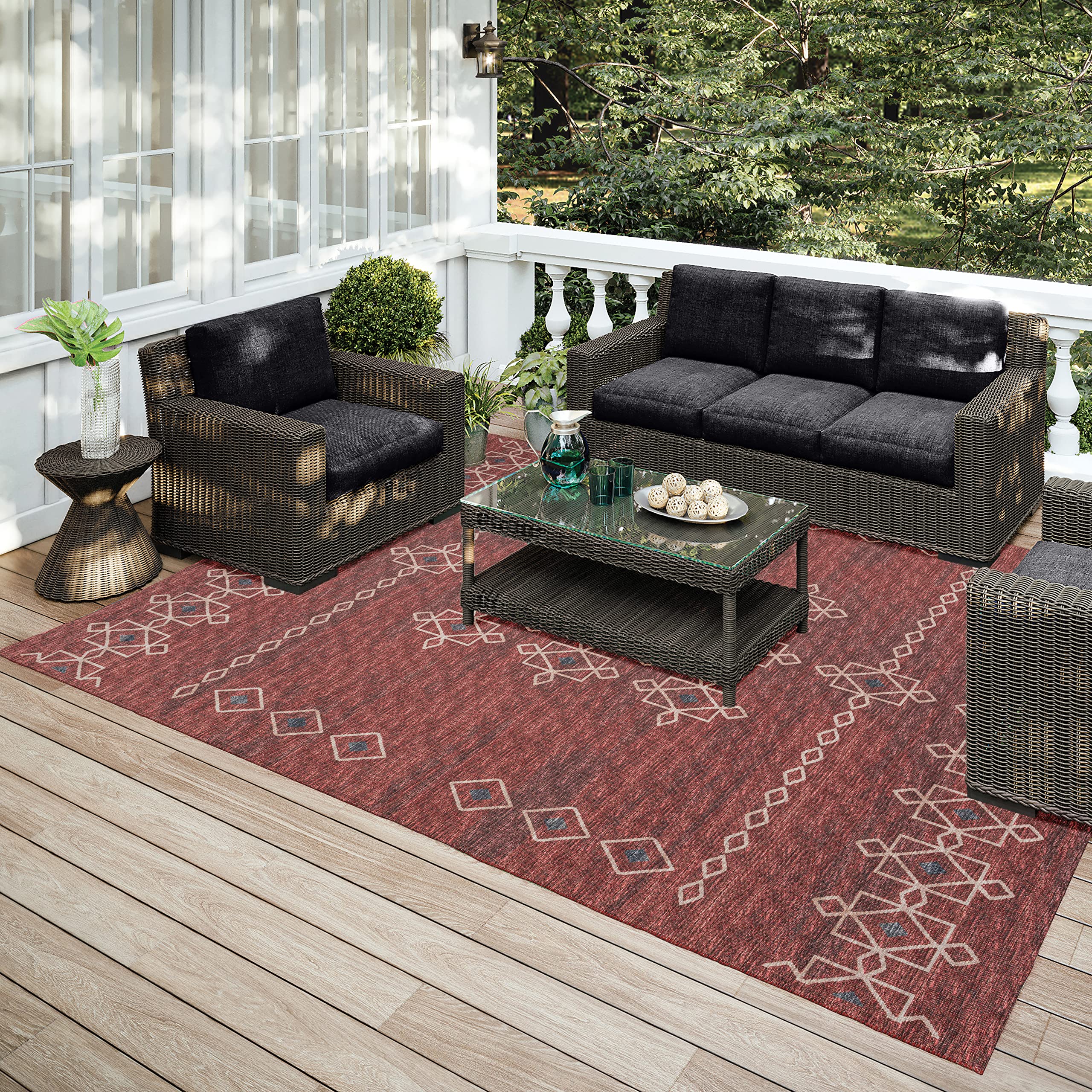 Addison Rugs Yuma AYU33 Canyon 8' x 10' Area Rug - Southwestern Style Handmade Wool Rug for Living Room, Bedroom & Home Decor