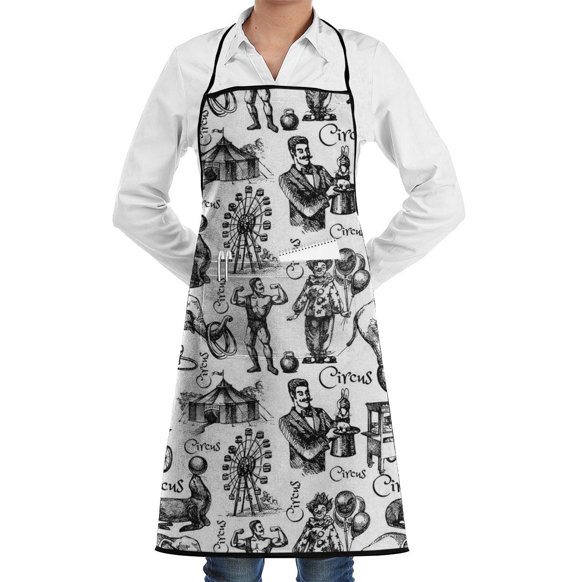 Strong Man Kitchen Apron with Pocket - Black Waiter & Server Apron for Cooking, Crafting & Restaurant Use - Durable Fashion Apron for Men & Women - Ideal for Home Kitchen & Professional Chefs