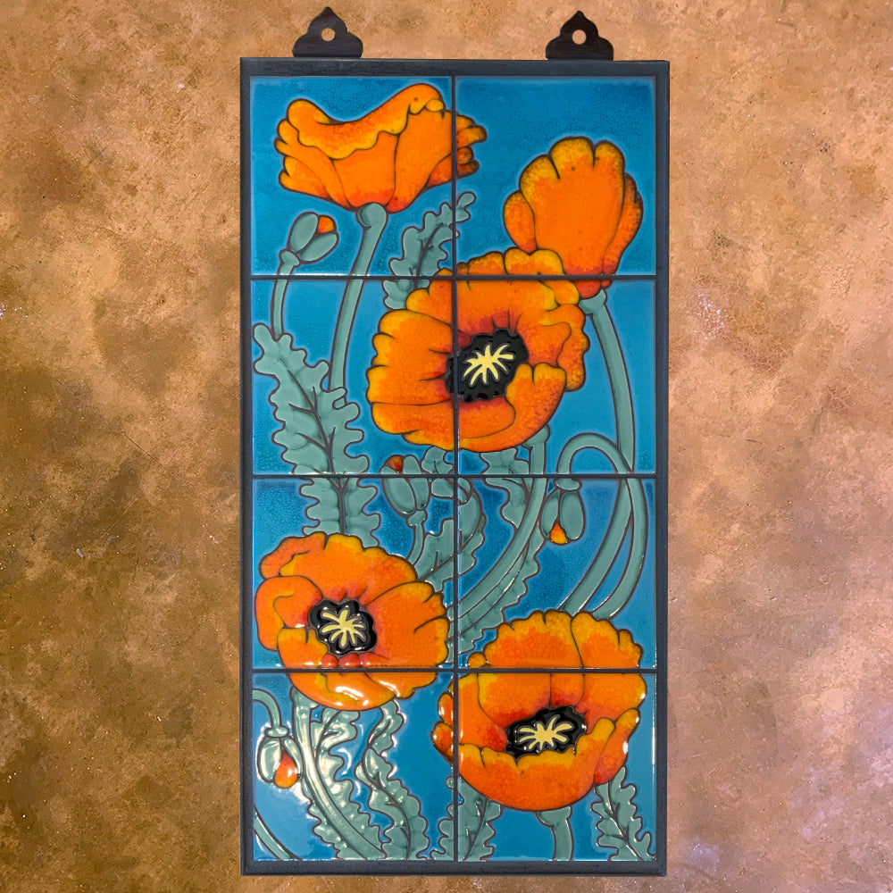 Poppies on Seamist 12x24 Inch Wall Mural - Beautiful Floral Wallpaper for Living Room, Bedroom & Office Decor