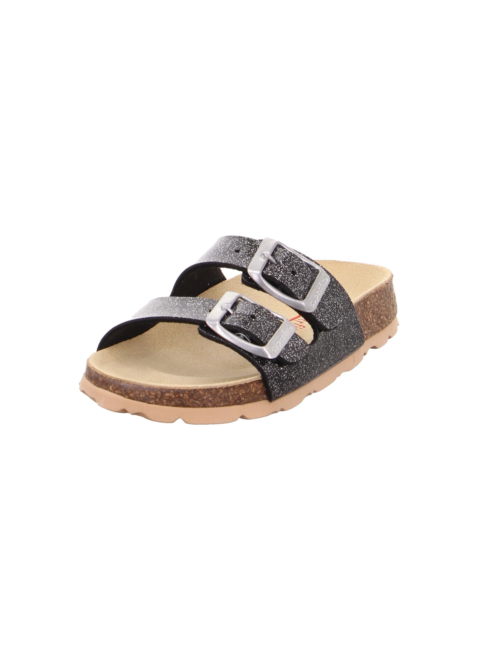 Girls' Open Back Slippers - Soft Faux Fur House Shoes with Non-Slip Sole, Black Combo 01 (UK Size 1) | Perfect for Indoor Comfort, Bedroom Relaxation & Cozy Home Wear
