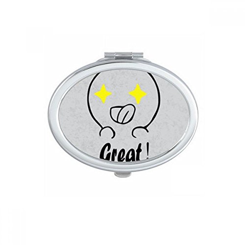 DIYthinker Black Cute Happy Pattern Oval Mirror - Portable Folding Double-Sided Makeup Mirror with Stand (Perfect for Travel, Home Vanity & Handbag)