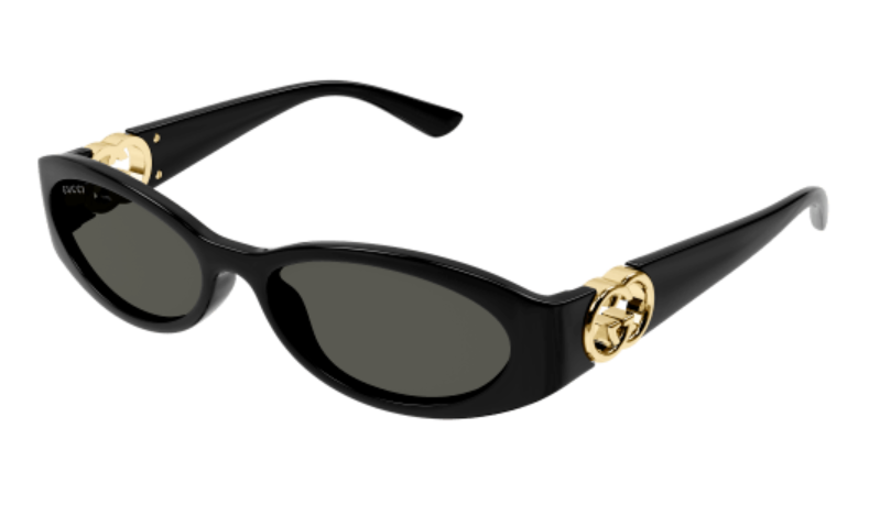 Gucci GG1660S 001 Black/Grey Cat Eye Women's Sunglasses - Stylish UV Protection Shades for Fashion, Beach & Outdoor Activities