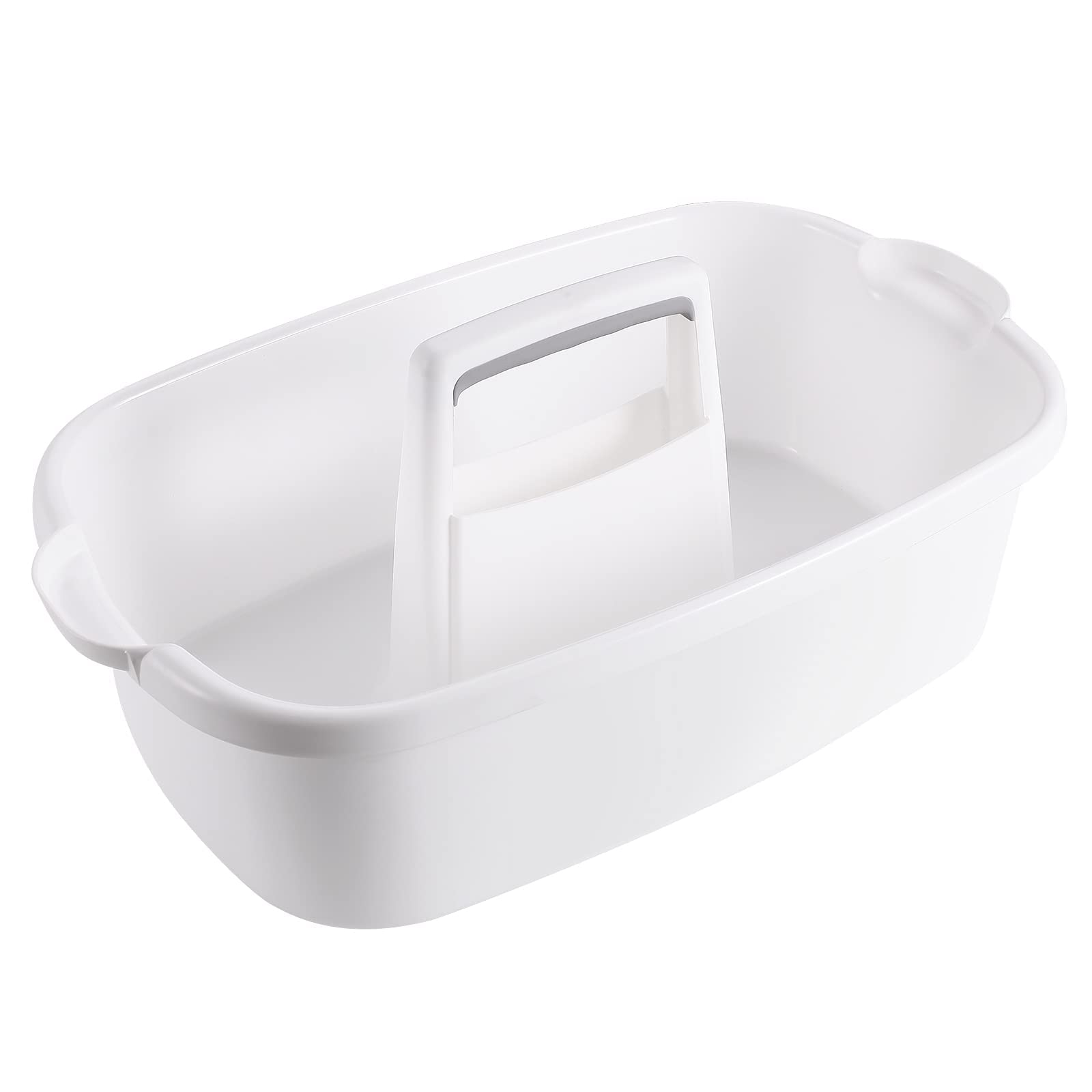 Plastic Cleaning Caddy with Handle - Large Shower & Cleaning Supply Organizer Tote for Bathroom, Kitchen & Home Cleaning Products (White, 1 Pack) | Perfect for Housekeeping, Hotel Cleaning & Janitorial Services