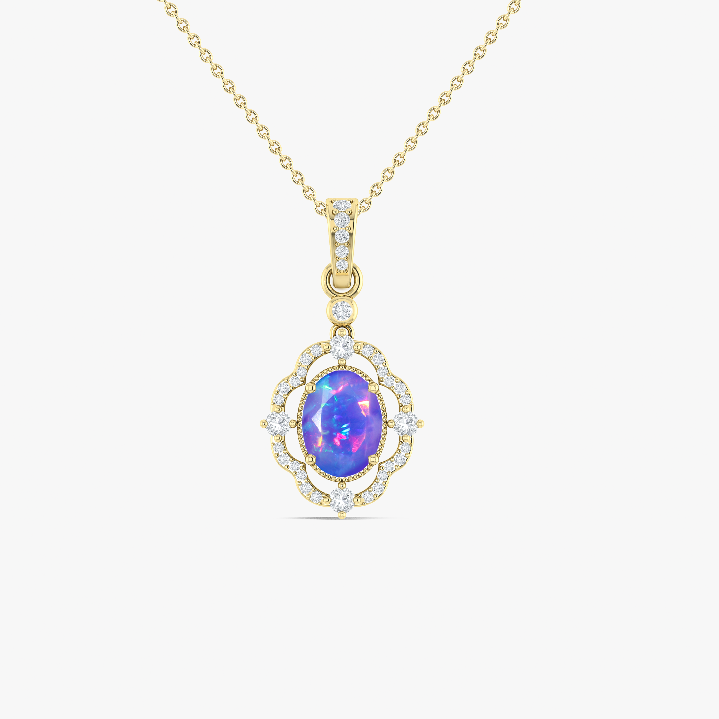 Lavender Opal Gemstone Charm Pendant Necklace - Elegant Bohemian Jewelry for Women, Gift for Her, Perfect for Weddings & Special Occasions