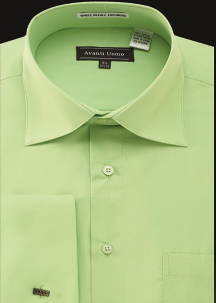 Avanti Uomo DN32M French Cuff Dress Shirt for Men - Premium Apple Green Formal Business Shirt - Perfect for Weddings, Office & Special Occasions