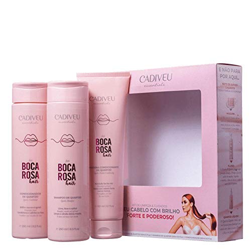 Cadiveu Boca Rosa Hair Care Kit - Shampoo, Conditioner & Protein Treatment for Damaged Hair | Deep Hydration & Repair for Dry, Frizzy Hair | Salon-Quality Brazilian Hair Care Set for Women