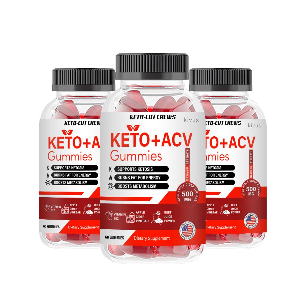 Kivus Keto Cut Chews Gummies - Apple Cider Vinegar Keto ACV Gummies for Weight Loss & Energy Boost (3 Pack, 180 Gummies) - Perfect for Ketogenic Diet, Low Carb Lifestyle & On-the-Go Snacking