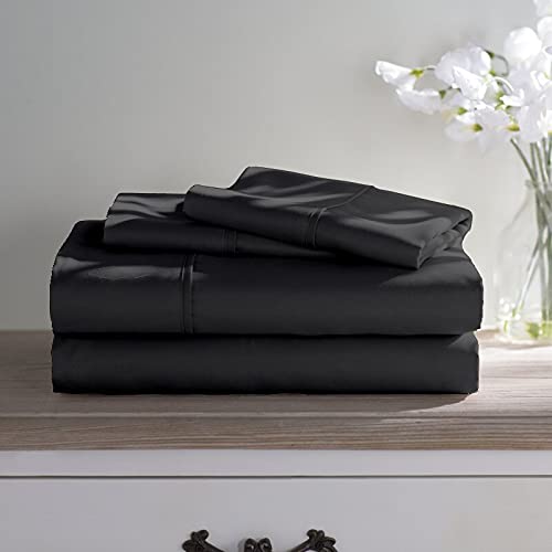 Luxury 600-Thread-Count Queen XL Sheet Set - 100% Egyptian Cotton, Super Soft, Cooling & Breathable - 4-Piece Dark Grey Bedding for Deep Pockets (Up to 28