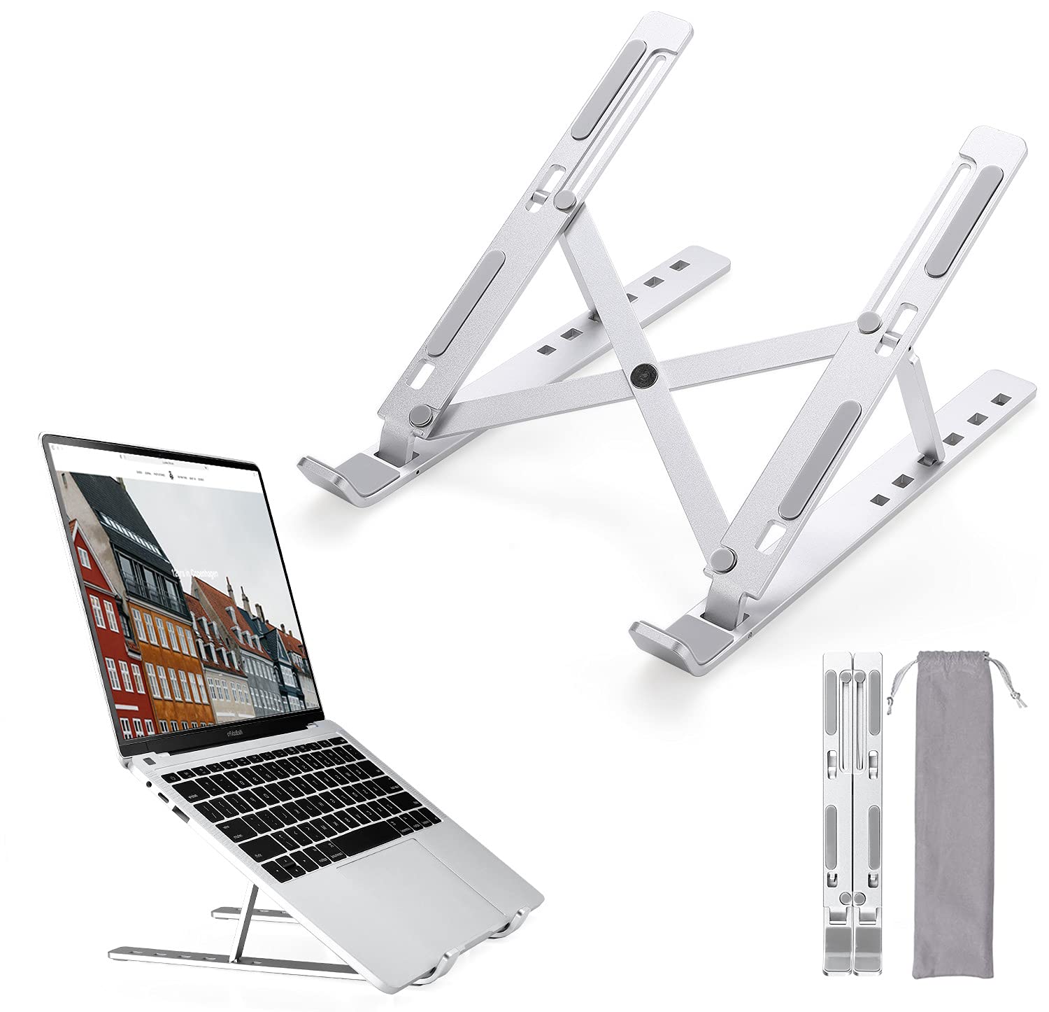 Adjustable Aluminum Laptop Stand for MacBook Pro/Air, Dell, HP, Lenovo 10-15.6