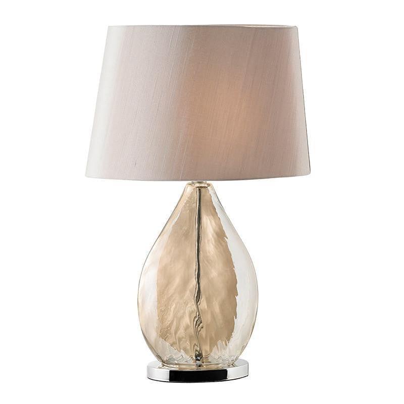 Endon Kew Gold Finish Glass & Mink Faux Silk Table Lamp - Elegant Home Decor for Living Room, Bedroom, or Office Lighting