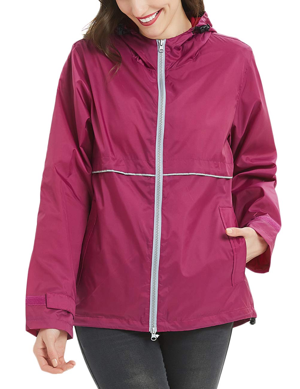 SUNDAY ROSE Women's Lightweight Waterproof Rain Jacket with Hood - Windproof Raincoat for Outdoor Hiking, Commuting & Travel