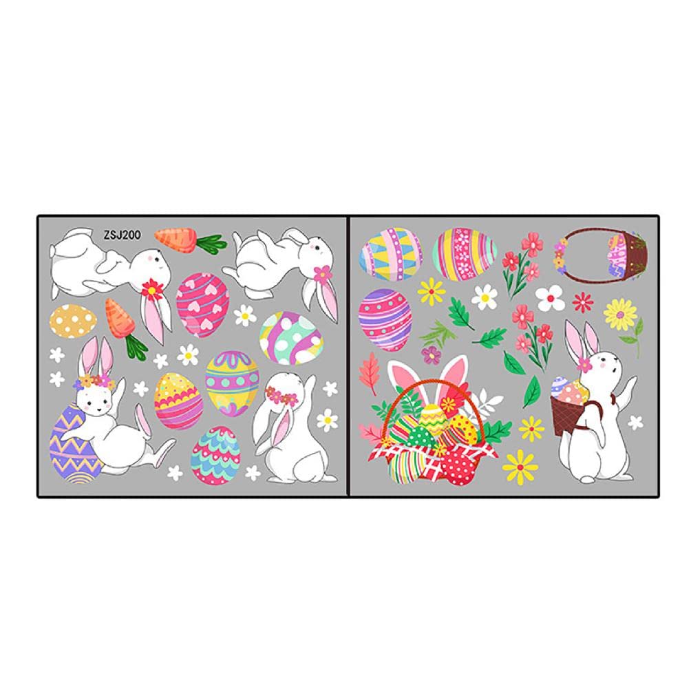 XISAOK Easter Window Clings - Cartoon Bunny & Egg Wall Stickers, Glass Decals for Windows & Doors - Perfect for Easter Home Decor, Spring Party, Classroom & Office Decoration