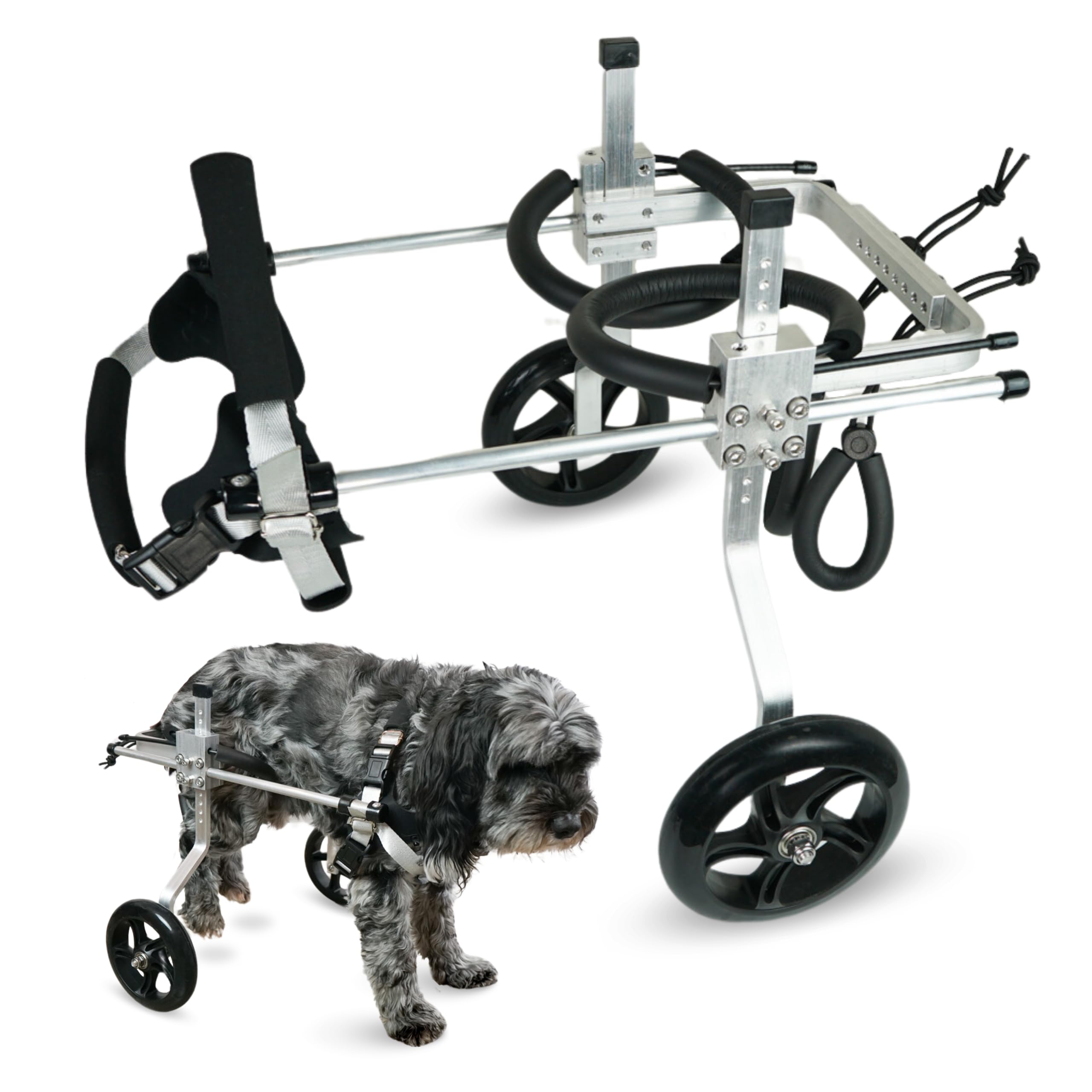 Adjustable Dog Wheelchair for Hind Legs - Lightweight Aluminum Alloy Pet Wheelchair for Small, Medium & Large Dogs - Support for Disabled Back Legs - Also Suitable for Cats - Perfect for Mobility Assistance & Outdoor Adventures