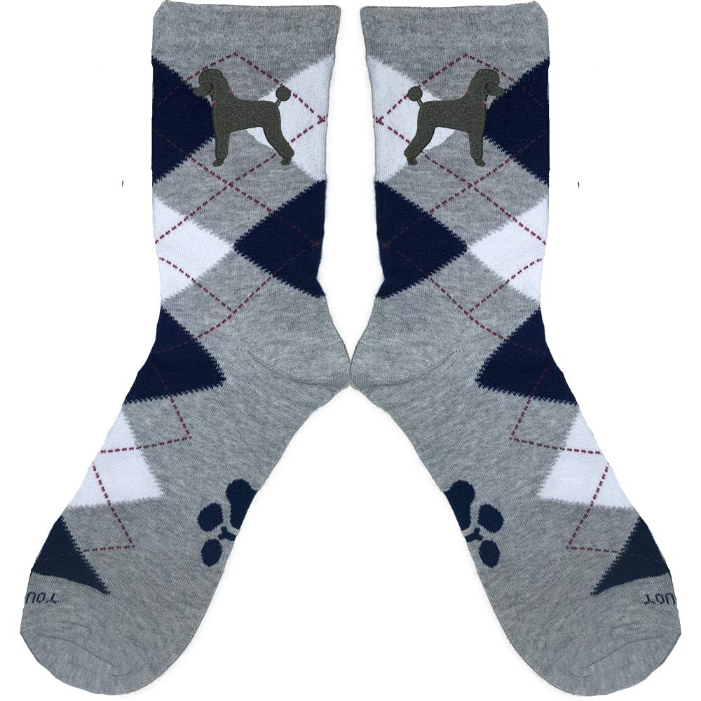 YourBreed Embroidered Poodle Black Unisex Argyle Socks - Comfortable Fashion Socks for Men & Women - Perfect for Casual Wear, Gifts & Dog Lovers