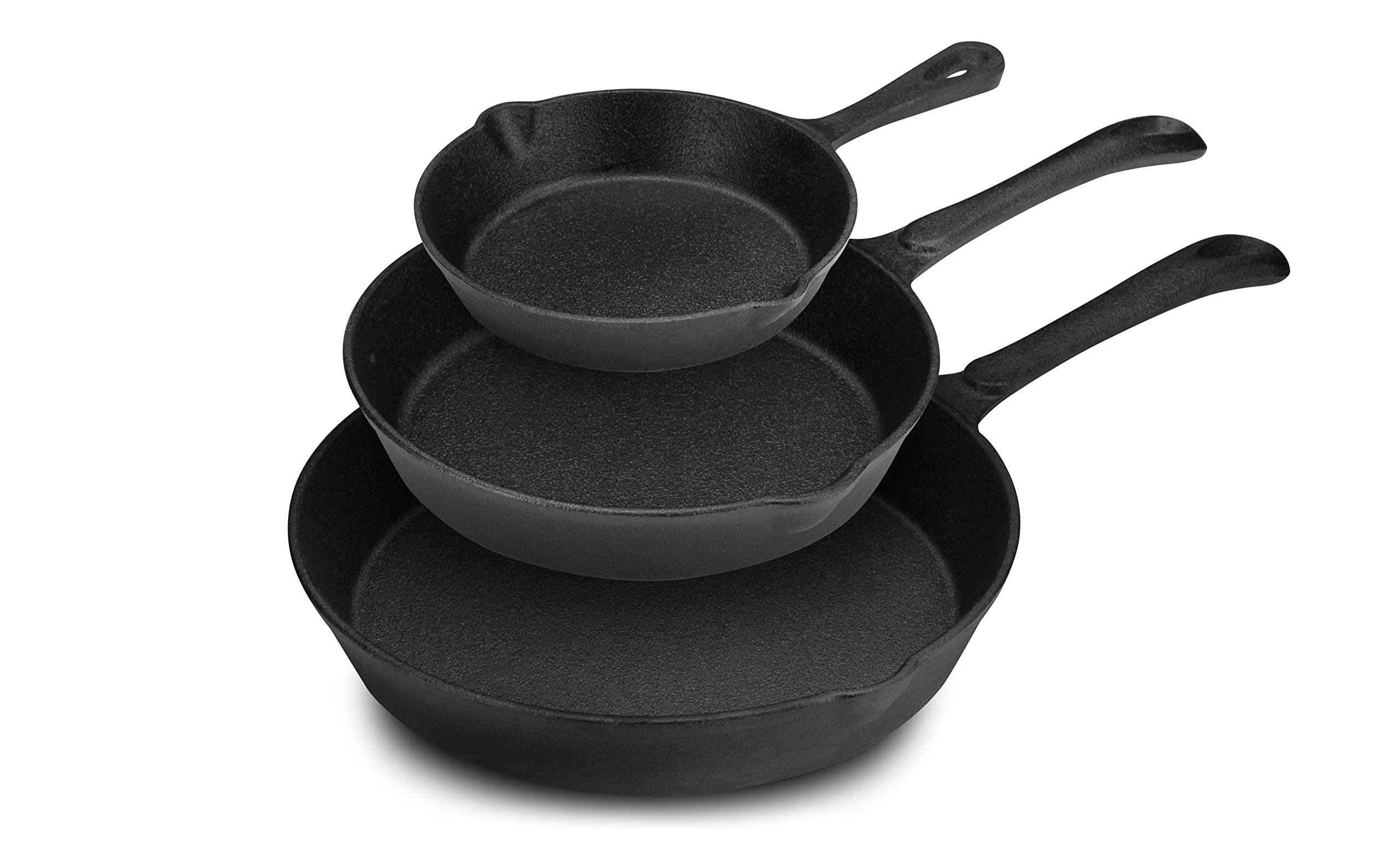 Premium 3-Piece Cast Iron Skillet Set - Nonstick Pre-Seasoned, Chemical-Free & Heavy Duty - 6