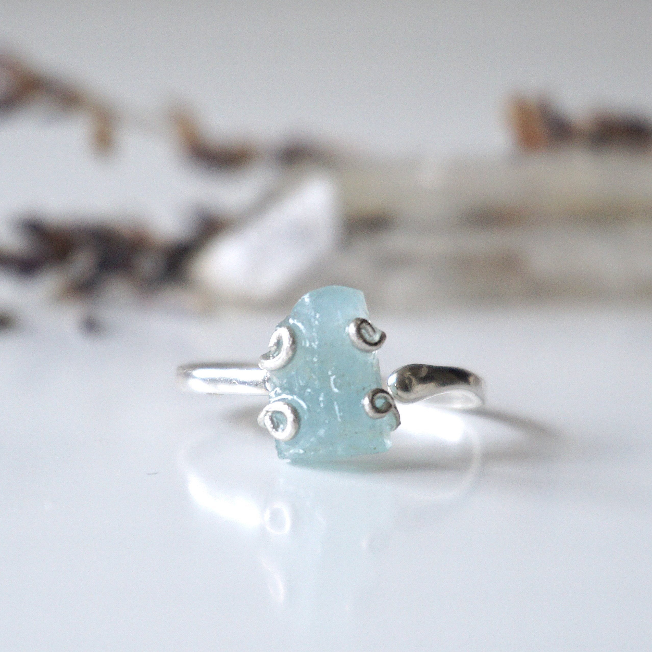 Elegant Aquamarine Adjustable Ring - Sterling Silver Jewelry for Women - Perfect for Weddings, Parties & Everyday Wear