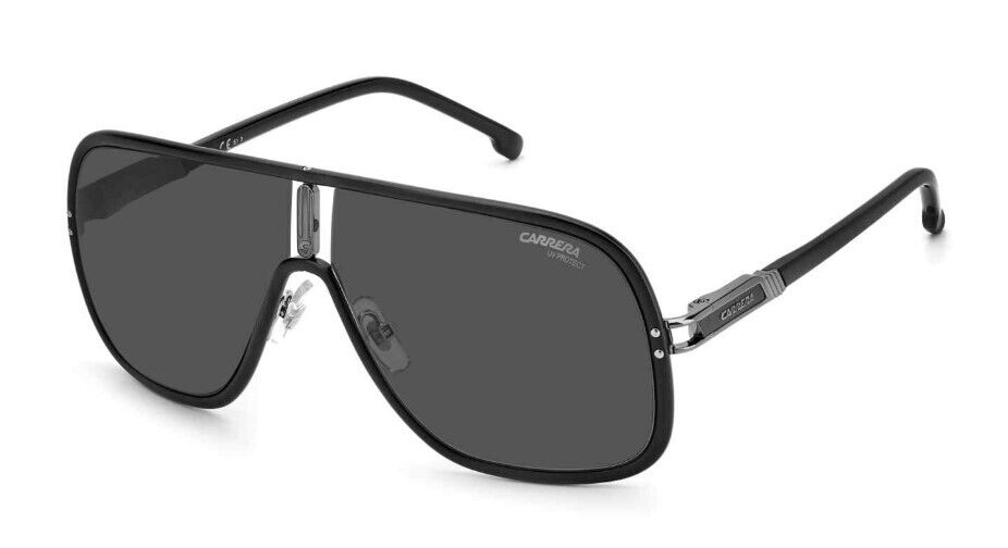 Carrera FLAGLAB 11 0003/IR Matte Black Grey Rectangular Unisex Sunglasses for Men & Women - UV Protection, Fashion Outdoor, Driving, Beach & Travel Accessories