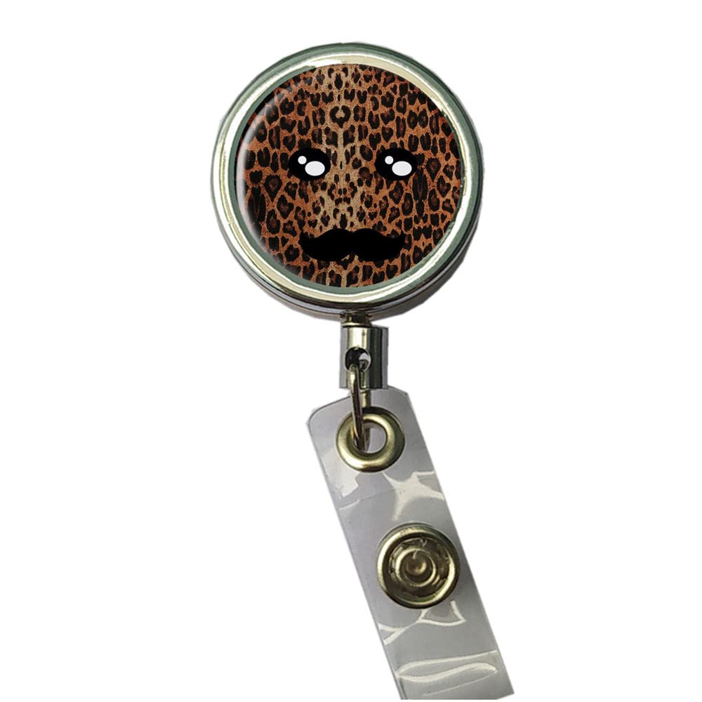 BlackKey Leopard Print Retractable ID Badge Holder with Lanyard & Clip - for Office & Events
