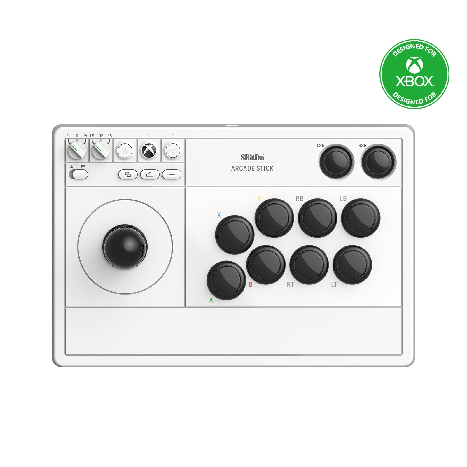 8Bitdo Wireless Arcade Stick for Xbox Series X|S, Xbox One & Windows 10 - Officially Licensed Fighting Game Controller with 3.5mm Audio Jack (White) | Perfect for Street Fighter, Tekken & Retro Arcade Gaming