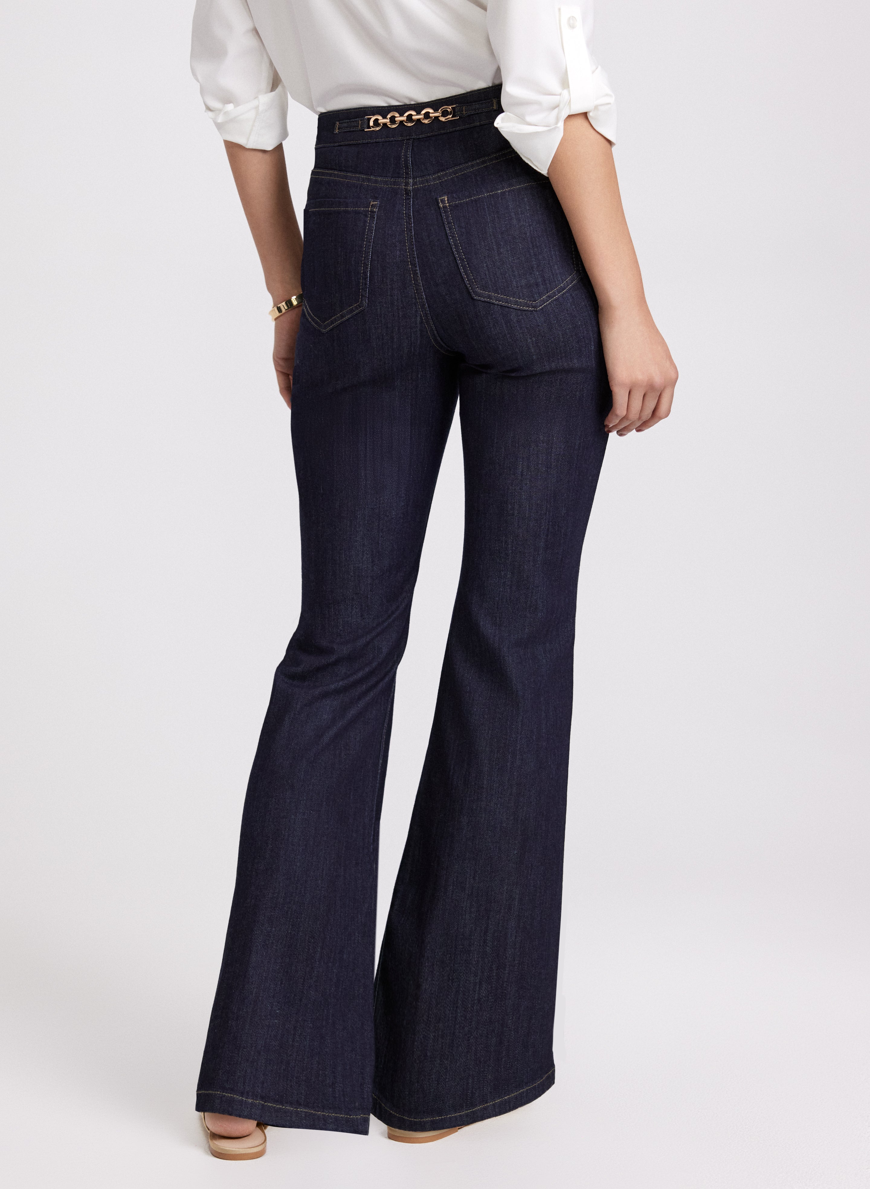 Flare Detailed Jeans for Women - High Waisted Stretch Denim Pants with Embroidery | Perfect for Casual Outfits, Date Nights & Boho Style